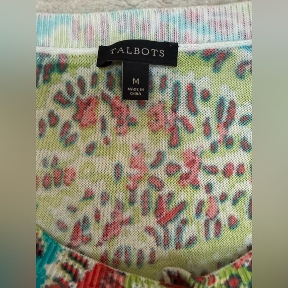 Talbots Paisley Print Cardigan Sweater Women’s Medium Cotton Rayon Button Front - Picture 2 of 6